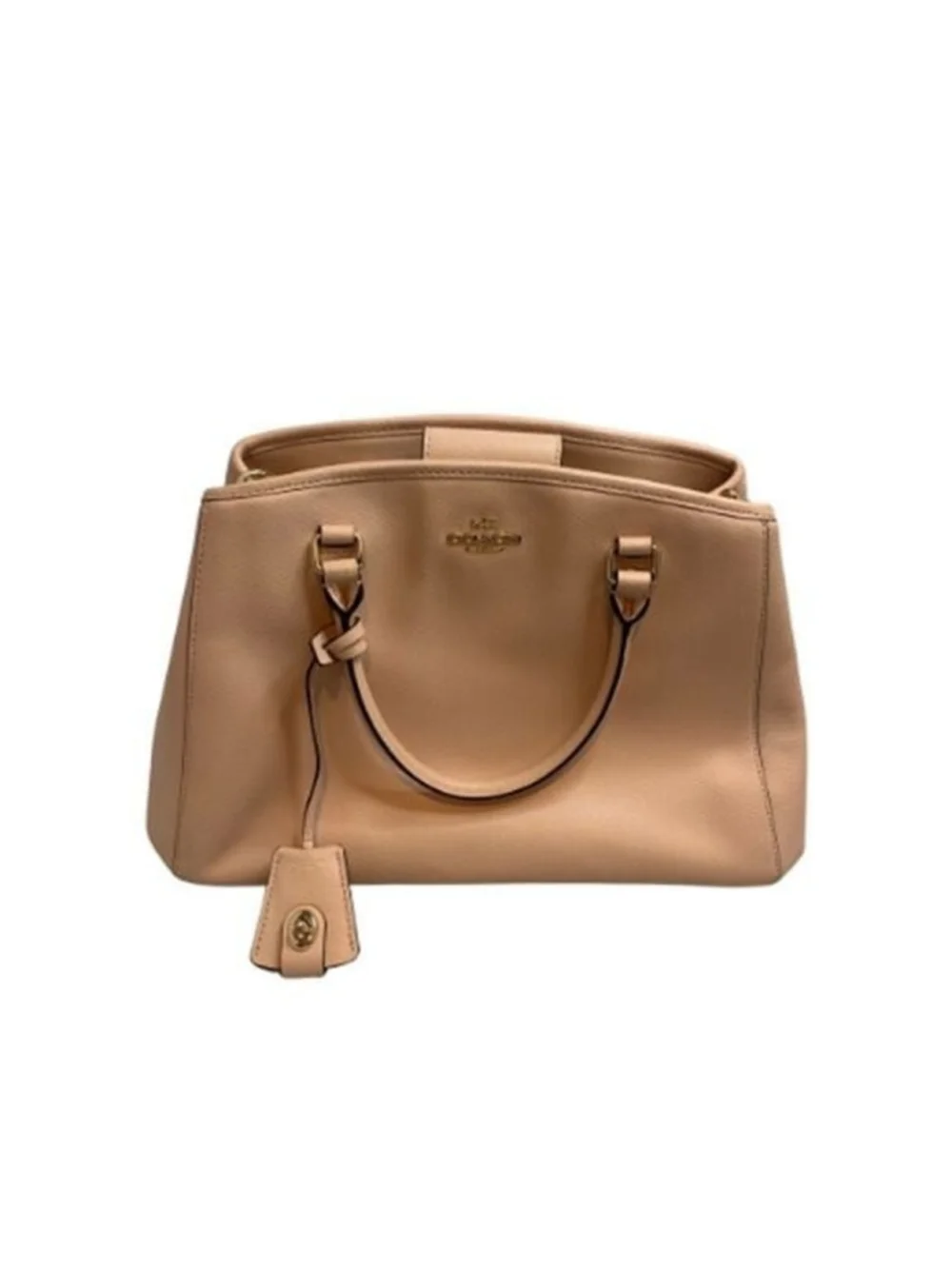 Coach Leather Margot Carryall Crossbody Satchel for Women Peach Preowned